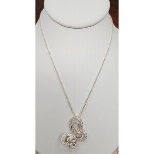 AVON NRT "Bella" SILVER TONE 3D RHINESTONE BUTTERFLY PENDANT NECKLACE 16.5"L